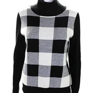 C Bloomingdale's Women's Cashemere Blend Black/White/Grey Sweater Size M